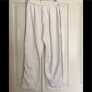 White Joggers w/White & Black Stripe down Side